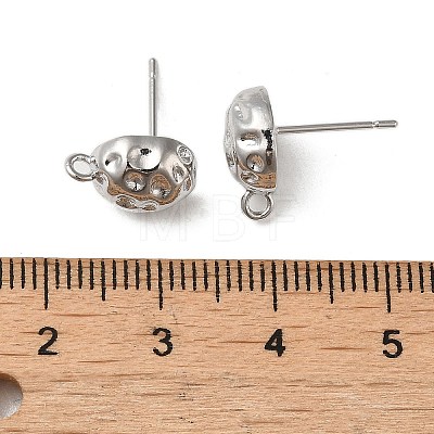 Brass Stud Earring Finding with Loops KK-C042-07P-1