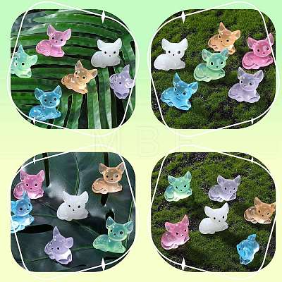 30Pcs 6 Colors Luminous Resin Cute Little Cat Ornaments RESI-SZ0003-42-1