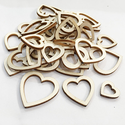 Unfinished Wood Heart Shape Discs Slices WOCR-PW0001-014A-1