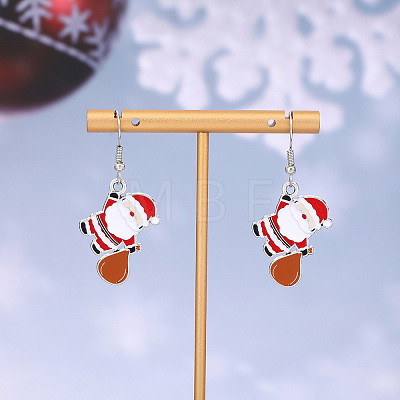 Christmas Theme Alloy Enamel Dangle Earrings FS-WGBB05F-06-1