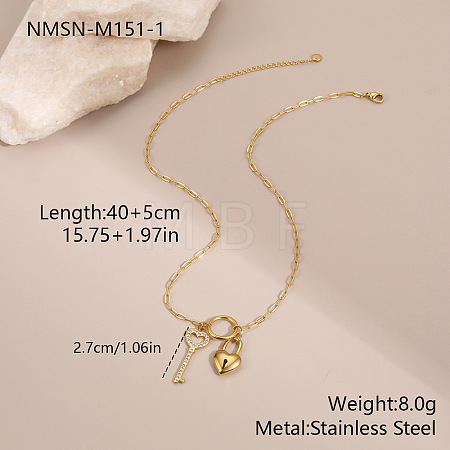 Valentine's Day 304 Stainless Steel Crystal Rhinestone Pendant Necklaces WGE27DF-01-1