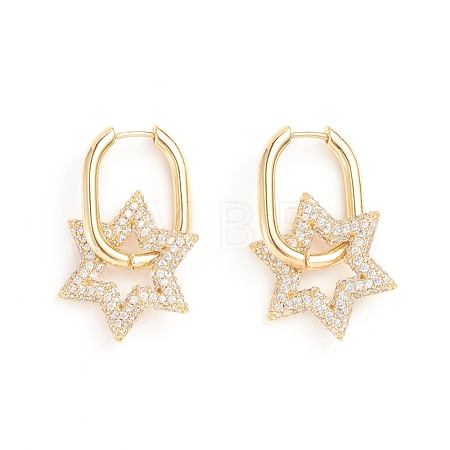 Brass Micro Pave Cubic Zirconia Huggie Hoop Earrings EJEW-G274-03G-03-1