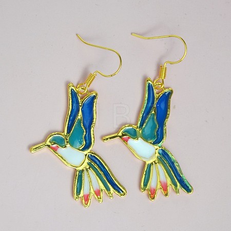 Alloy Enamel Bird Dangle Earrings for Women WGBA97F-01-1