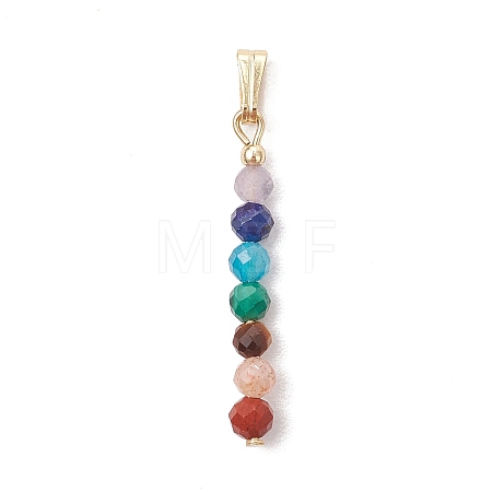 Chakra Natural Amethyst & Tiger Eye & Red Jasper & Lapis Lazuli & Apatite & Malachite & Sunstone Faceted Round Beaded Pendants PALLOY-JF03559-01-1