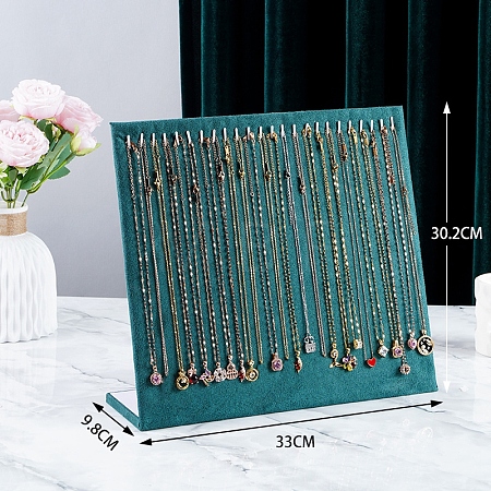 Velvet Necklace Organizer Display Stands for 24 Necklaces PW-WG61009-02-1