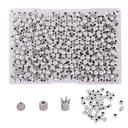 6Pcs 3 Styles Brass Micro Pave Cubic Zirconia Beads ZIRC-SZ0001-17-1