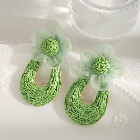 Rattan & Gauze Stud Earrings WG2B7E1-05-1