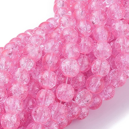 8MM Hot Pink Round Crackle Glass Beads Strands for Jewelry Making X-CCG-Q001-8mm-02-1