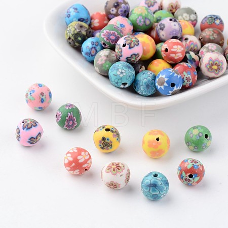 Handmade Polymer Clay Beads FM10mmY-M-1