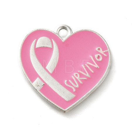 Breast Cancer Pink Awareness Ribbon Theme Alloy Enamel Pendants ENAM-C026-01F-S-1