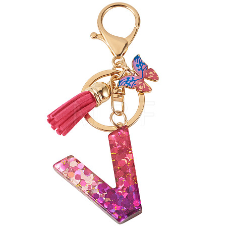 Alloy Resin Butterfly Keychains KEYC-TADJ0002-02G-V-1