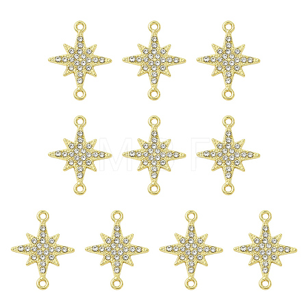 10Pcs Zinc Alloy Crystal Rhinestone Connector Charms ALRI-YW0001-43-1