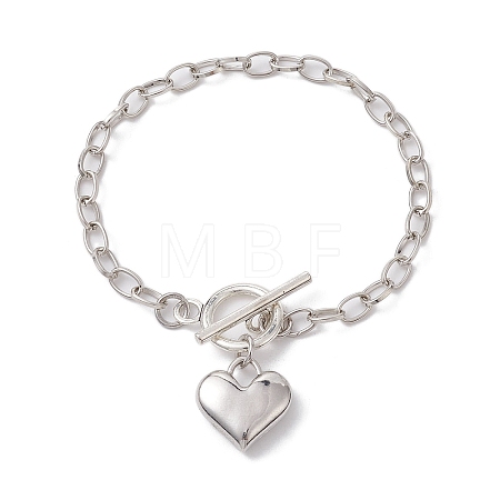 Alloy Heart Charm Bracelet with Cable Chains BJEW-JB10130-01-1
