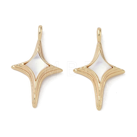 Brass Pave Shell Pendants KK-G497-09G-1