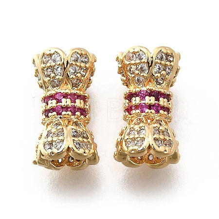 Brass Micro Pave Cubic Zirconia Beads KK-M318-22G-1