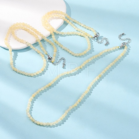 4MM Grade A Natural Golden Silk Jade Round Beaded Necklaces GG-CBAA808-03P-A-1
