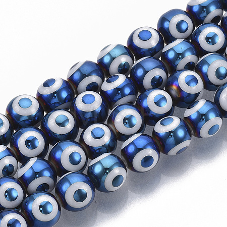 Electroplate Glass Beads Strands EGLA-T012-02B-8MM-1