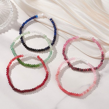 Dyed Natural Malaysia Jade Rondelle Beads Stretch Bracelets for Women BJEW-JB13042-1