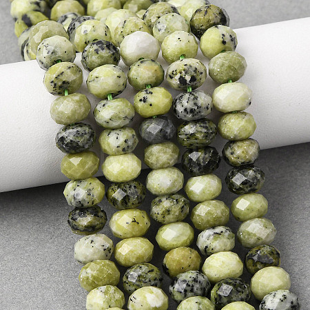 Natural Yellow Turquoise(Jasper) Beads Strands G-B179-A02-6x8mm-1