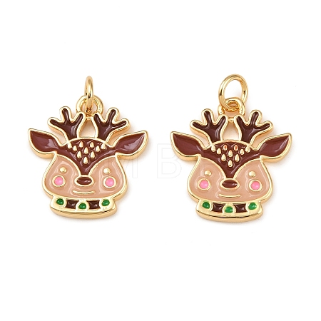 Christmas Brass Enamel Pendants KK-L255-17G-04-1