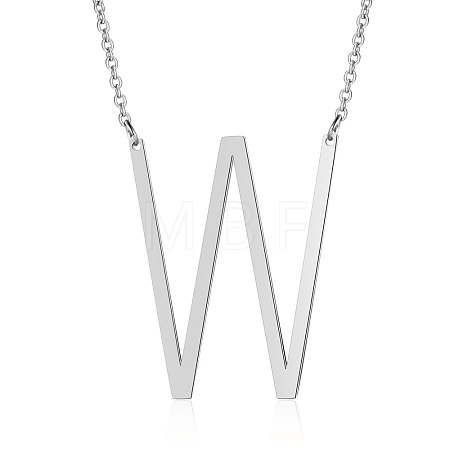 Non-Tarnish 201 Stainless Steel Initial Pendants Necklaces NJEW-S069-JN003D-W-1