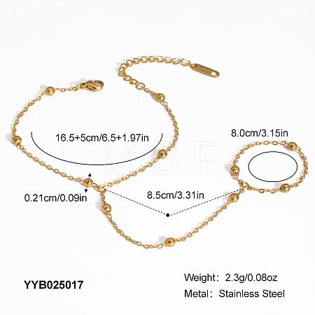 304 Stainless Steel Satellite Chain Finger Ring Bracelets for Women XO2335-5-1