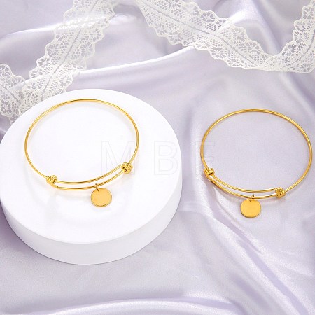 Adjustable Expandable 304 Stainless Steel Bangles BJEW-L704-01G-1