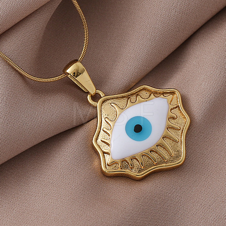316 Surgical Stainless Steel Enamel Evil Eye Pendant Necklaces for Women AR3641-1