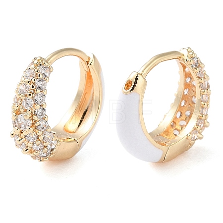 Brass Micro Pave Clear Cubic Zirconia Hoop Earrings for Women EJEW-S234-07G-02-1