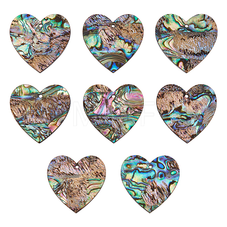 8Pcs Natural Paua Shell/Abalone Shell Pendants SHEL-BC0001-048A-1
