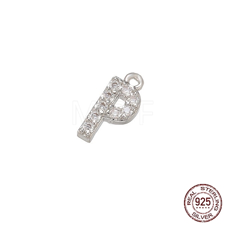 Real Platinum Plated Rhodium Plated 925 Sterling Silver Micro Pave Clear Cubic Zirconia Charms STER-P054-10P-P-1