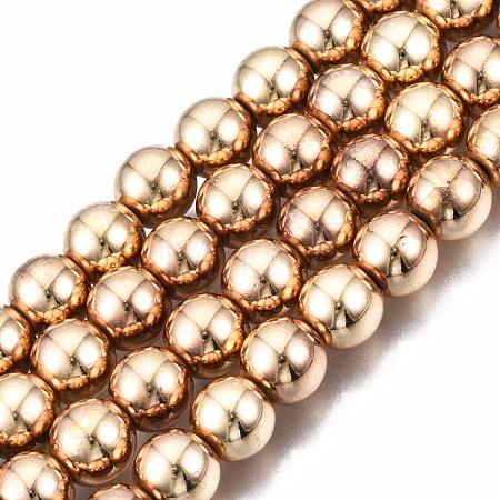 Electroplate Non-magnetic Synthetic Hematite Bead Strands G-Q466-8mm-04-1