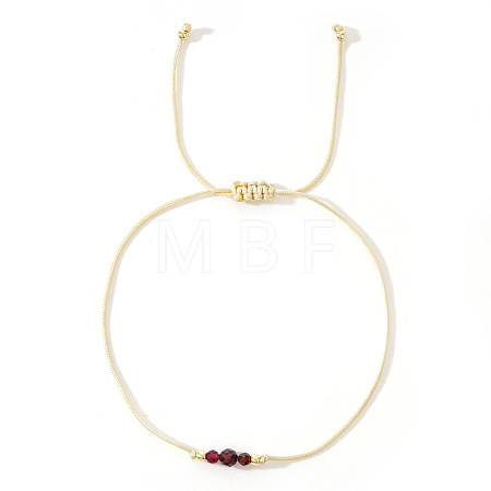 Simple Casual Brass & Natural Garnet Beads Braided Bracelets LM1536-5-1