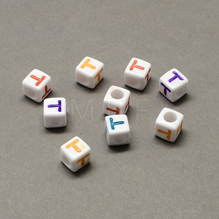 Large Hole Colorful Acrylic Letter European Beads SACR-Q104-02T-1