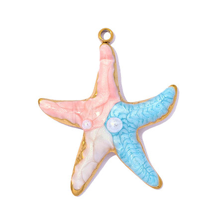 304 Stainless Steel & ABS Imitation Pearl Pendants OY016-96G-1