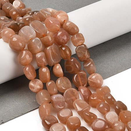 Natural Peach Moonstone Beads Strands X-G-P497-01E-69B-1