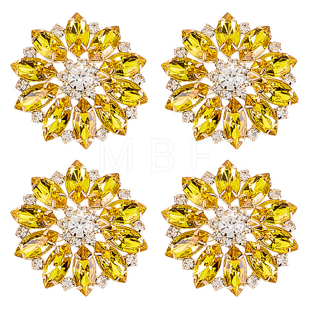 4Pcs Alloy & Glass & Rhinestone Shank Buttons BUTT-FG0001-63A-1