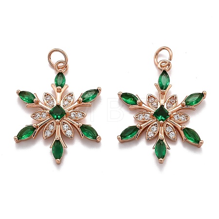 Brass Cubic Zirconia Pendants ZIRC-O044-02G-RG-1