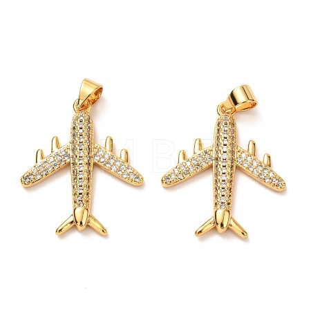 Brass Micro Pave Clear Cubic Zirconia Pendants KK-G399-26-1
