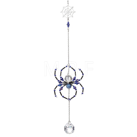 Spider Glass Beaded Hanging Ornaments HJEW-TA00172-03-1