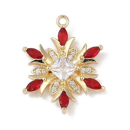 Christmas Theme Brass Micro Pave Cubic Zirconia Pendants X-KK-Z065-01-01G-1