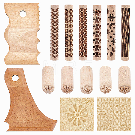 2Pcs 2 Styles Wood Pottery Foot Shaper Tools TOOL-UN0001-80-1