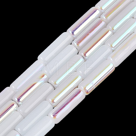 Electroplate Imitation Jade Glass Beads Strands EGLA-Q132-02A-D01-1