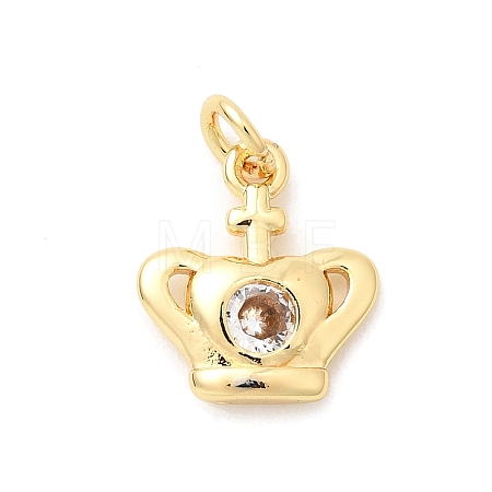Brass Micro Pave Cubic Zirconia Charms KK-Z135-02G-05-1