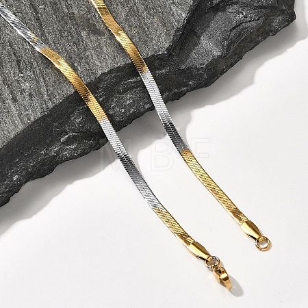 Stainless Steel Flat Snake Chain Necklaces for Men Women NJEW-G160-04GP-01-1
