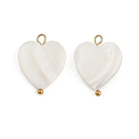 Natural Shell Heart Pendants STAS-D378-34G-1