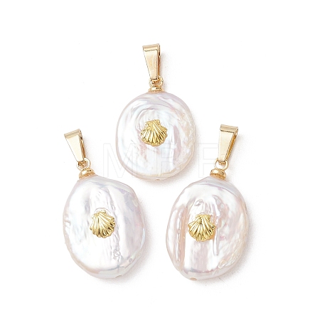 Natural Baroque Keshi Pearl Pendants PALLOY-JF05472-1
