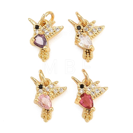 Brass Micro Pave Cubic Zirconia Charms KK-Q085-06G-1