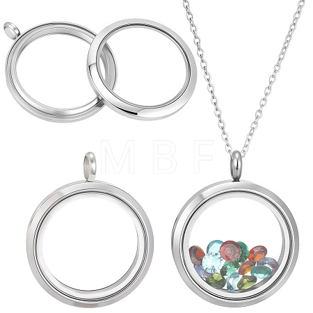 2Pcs Stainless Steel Locket Pendants STAS-BBC0010-31B-1