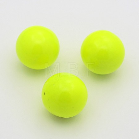 No Hole Spray Painted Fluorescence Brass Round Ball Beads Fit Cage Pendants KKB-J004-02-1